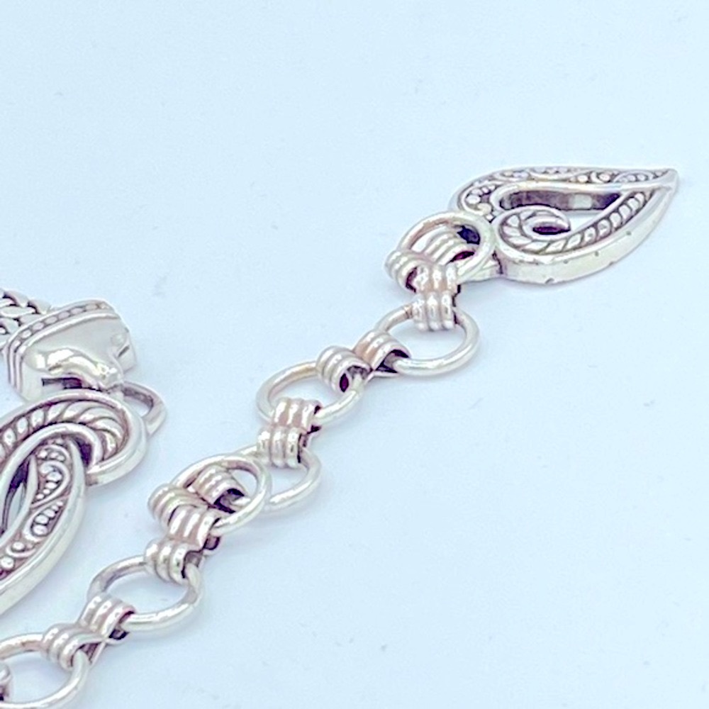 1990s Signed Brighton Silver Toned Adjustable Metallic Belt Size Large Beautiful - Picture 8 of 10